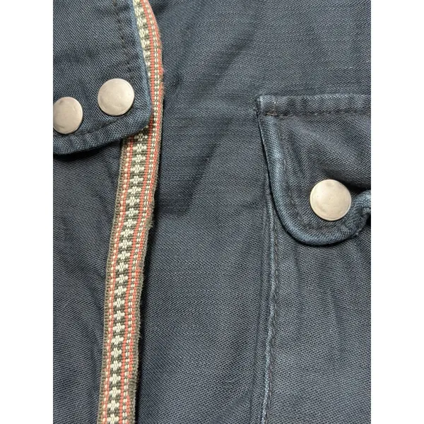 Free People Flight Line Blue Aztec Trim Jacket Bohemian Western‎ Festival Boho - Image 5