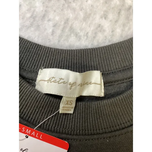 State of‎ Mine Paris Crest Embroidered Sweatshirt Dark Grey XS NWT 15711 - Image 5