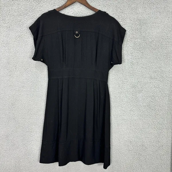 Maeve Dress Womens 6 Black Utility Shirt Midi Pockets Minimalist‎ Boho Career - Image 2