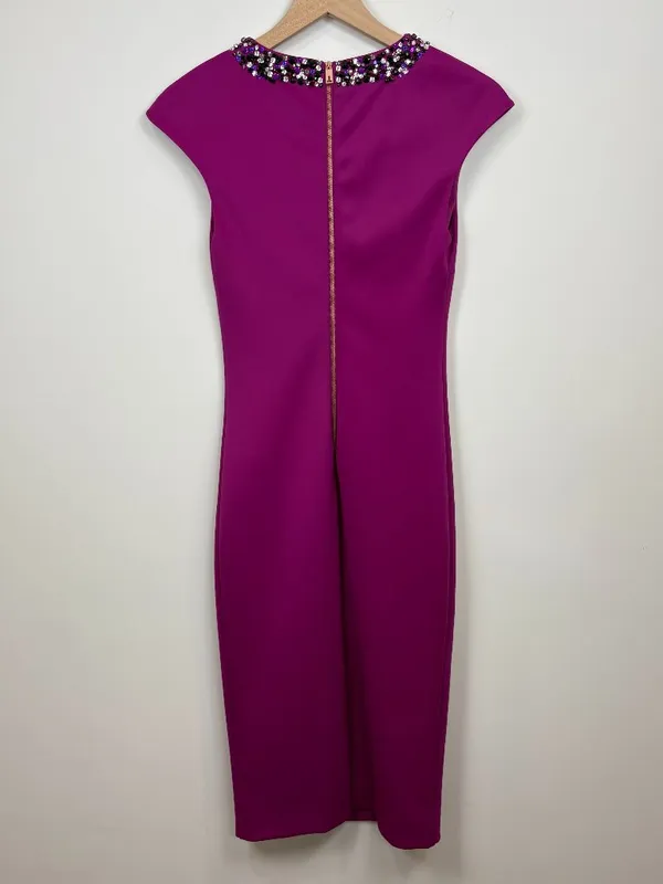 🌟Ted Baker🌟 Elenna Rhinestone Collar Sleeveless Sheath Knit Dress Pink Sz 1 S - Image 7