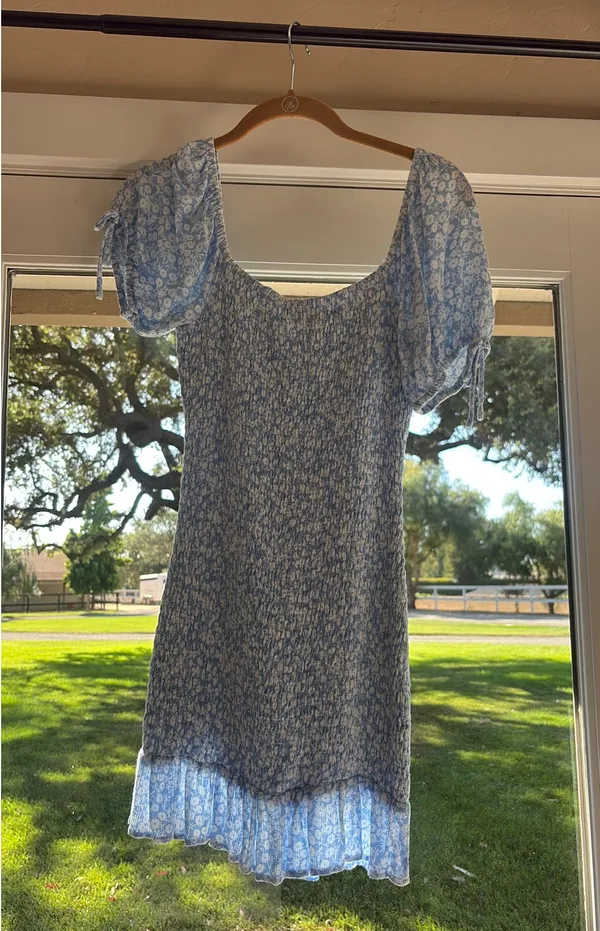 Lost + Wander Light Blue Floral Smocked Mini Dress - Image 2