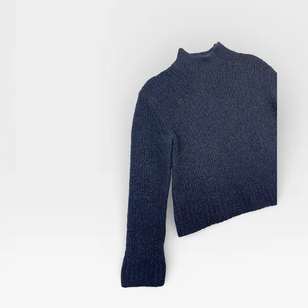 Vince Navy Blue Wool Cashmere Turtleneck Boucle Knit Sweater Small - Image 8