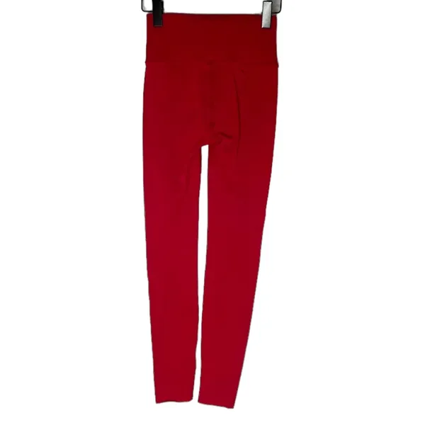 FABLETICS Red Sculpt Knit Leggings Full Length Size‎ Medium - Image 5