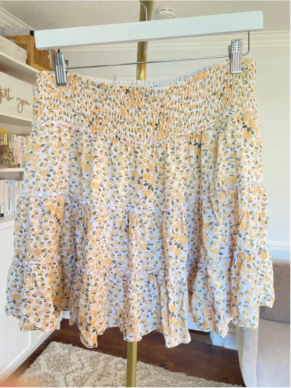 American Eagle Ruffle Ditsy Floral Mini Skirt Cottagecore Coastal Soft Girl Boho - Image 3