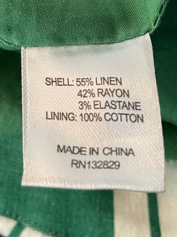 Lovers + Friends Kelly Green Stripe Linen Blend Crop Top & Shorts Set Resort M - Image 6