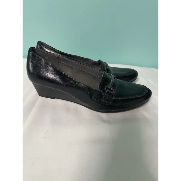 A2 Aerosoles Size 9 Black Leather Womens Shoes‎ Slip on S-438 - Image 3