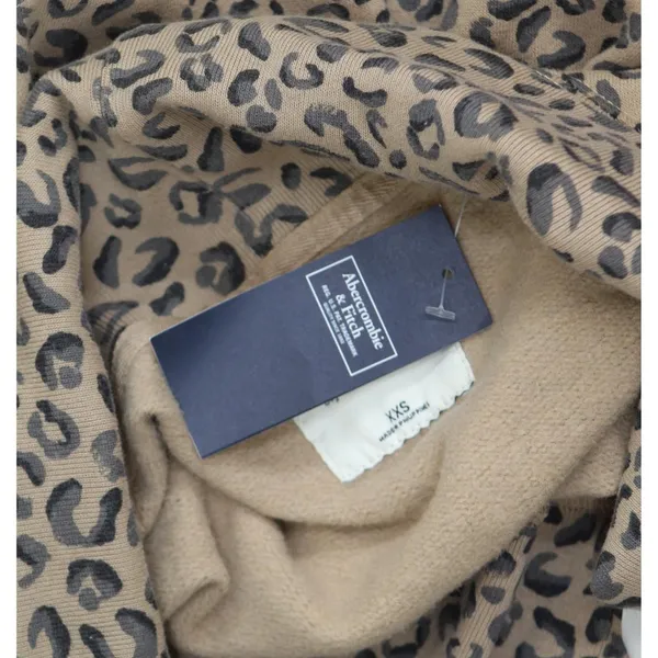 NWT Abercrombie & Fitch A&F Open Front Cardigan Sweater Cheetah Brown 2XS - Image 3