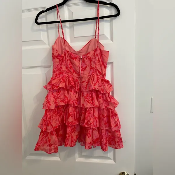 Olivaceous Vibrant Pink Floral Dress - Image 4