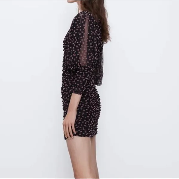 NWT Zara Bloggers Fav Puff Sleeve Sheer Textured Floral Dress XXL - Image 5