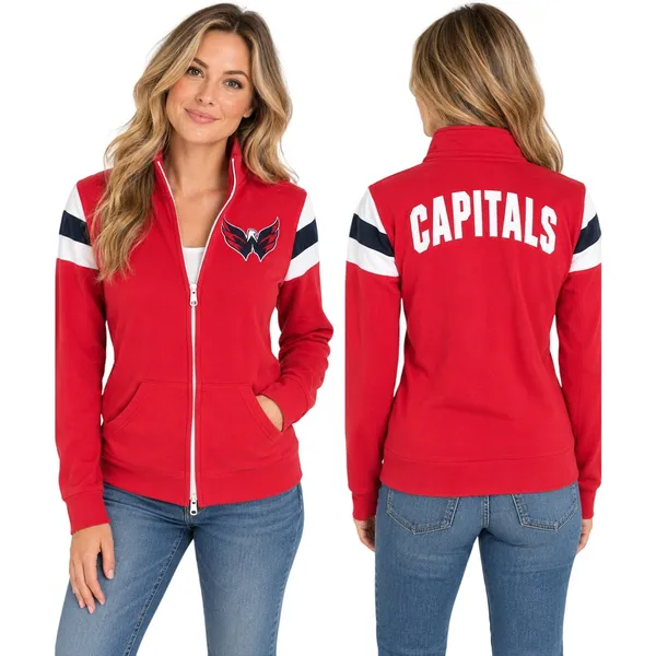’47 Brand Washington Capitals Women’s Full Zip Jacket Red Large NHL - Image 2
