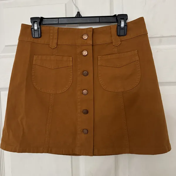 Y2K New Madewell Garment-Dyed Patch cute Pocket‎ Skirt /6/ GOLDEN PECAN OLDSTOCK - Image 4