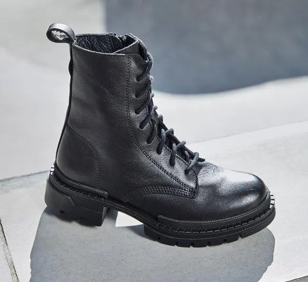 Black Leather Jamisyn Combat Boots - Image 5