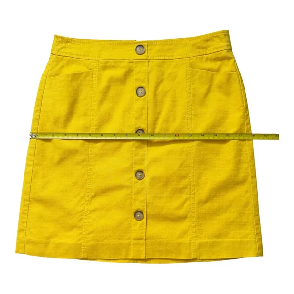 LOFT Sz 2 Sunny Yellow Button Front Utility Mini Skirt Pockets Cotton Blend - Image 8
