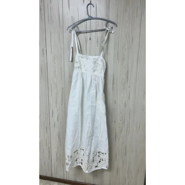 Zimmermann Linen White Eyelet Broderie Sun Dress Bridal Resort Size 0 - Image 2