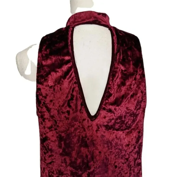 Altar’d State Burgundy Red Crushed Velvet Choker Dress Size Medium - Image 6