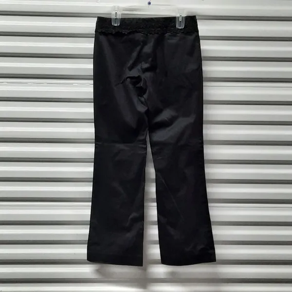 Old Navy Women Pants Size 6 Black Straight Leg Casual Cotton Stretch Slacks - Image 2
