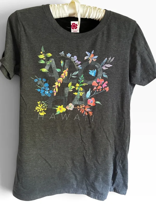 Hawaii Aloha Official Black Floral Women's Graphic Short Sleeve Tee - Image 3