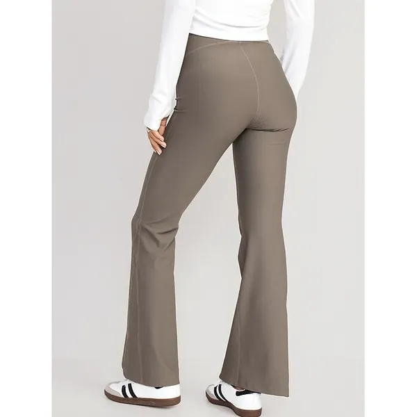 Old Navy Gray Brown Super-Flare Powersoft Ribbed Xtra High-Rise Leggings Sm Tall - Image 3
