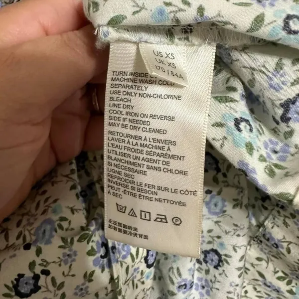 Free People Petunia Apron-Style‎ Floral Mini Dress Blue Cream XS - Image 7