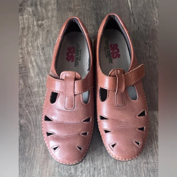 SAS Womens Roamer Shoes Chestnut Brown Leather Mary Jane Loafers - Image 2