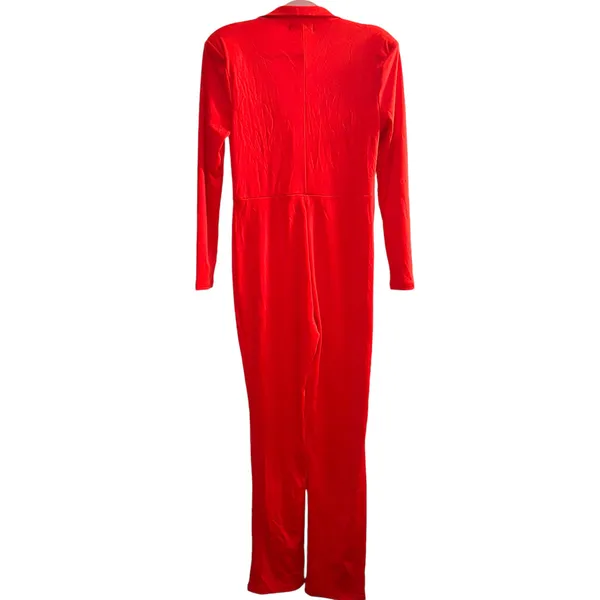 ChicMe Long Sleeve V Neck Red Jumpsuit - Image 5