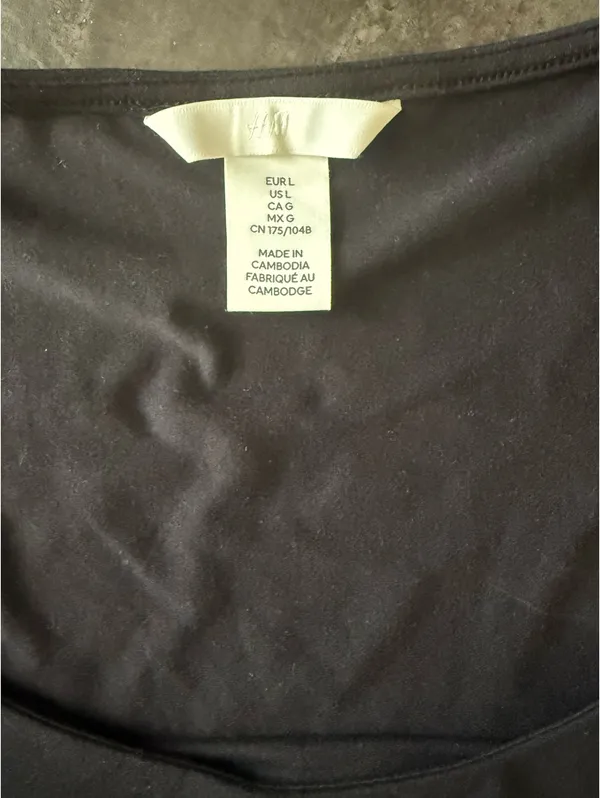 H&M Black Bodysuit Top Ribbed L - Image 2