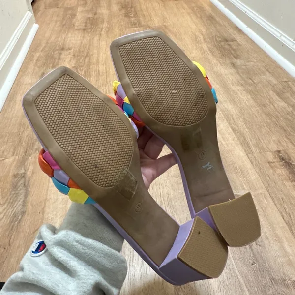ASNY | Women's Lavender Square Toe Braided Slides Block Heel Sandals,‎ Size 9 - Image 6