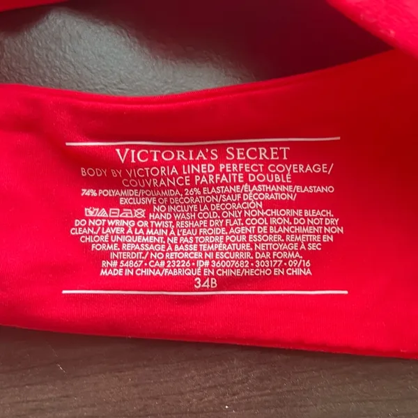Victoria’s Secret Red Lined Perfect Coverage Bra Size 34B - Image 5