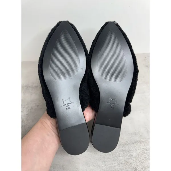 Marc Fisher Miles Size 5.5 Black‎ Pointed Toe Shearling Sheepskin Slip On NEW - Image 8