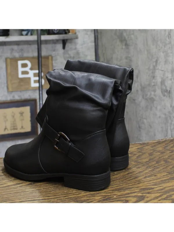NWT Journee Collection Womens Stormy Boot Faux Leather Slouch Black 8M - Image 7