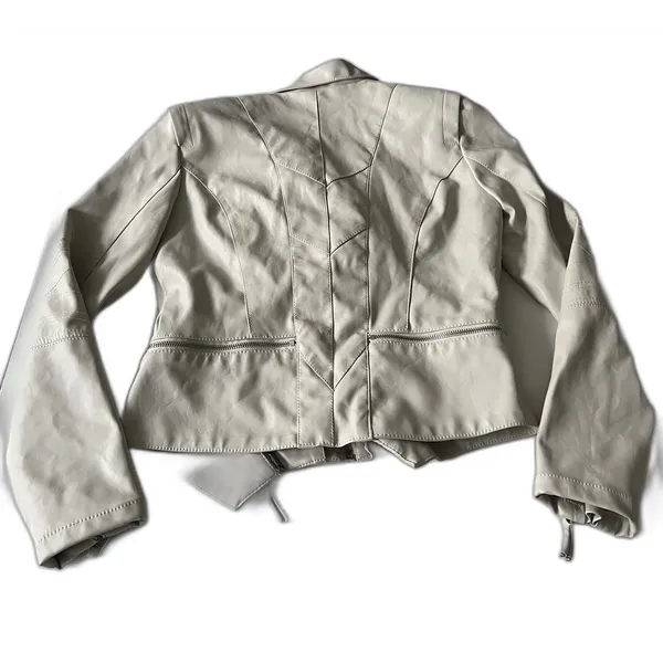 Blank NYC Faux Leather Moto Jacket Cream Small - Image 4