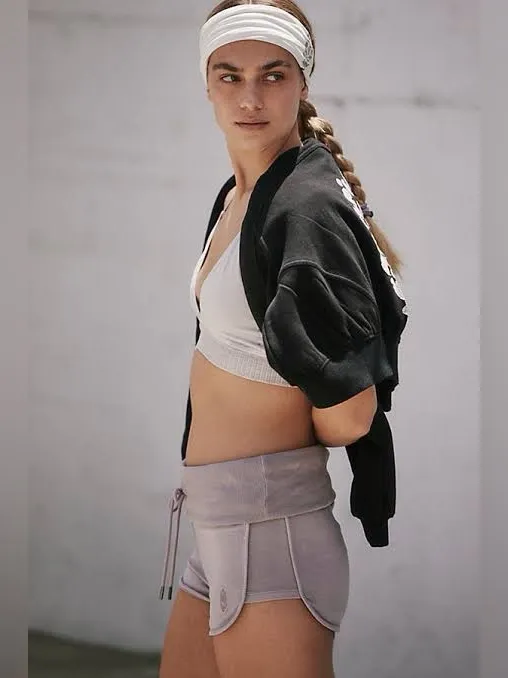 Free People Movement Limitless fold over retro Shorts Oyster M NWOT - Image 2