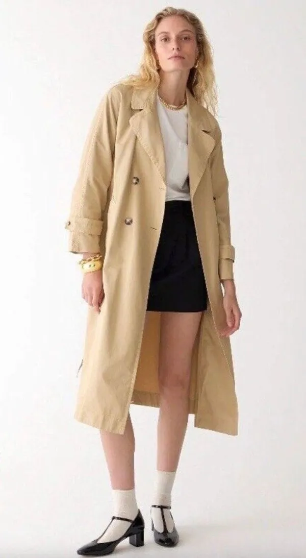 NOWT J. Crew Relaxed Heritage Chino Tan Trench Coat 100% Cotton (Size XXS) - Image 2