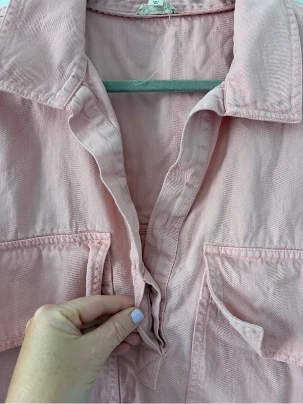 Anthropologie Pilcro Pink Short Sleeve Cropped Boxy Outdoorsy Blouse M - Image 7