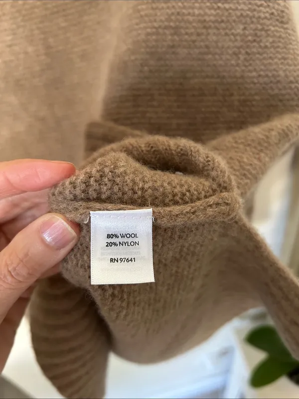 J.Jill light brown wool knit boat neck Boxy relaxed drop shoulder sweater L - Image 9