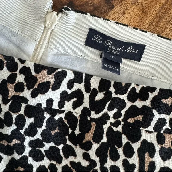 J. Crew The Pencil Skirt Leopard Cheetah Print Lightweight Stretch Size 10 - Image 2