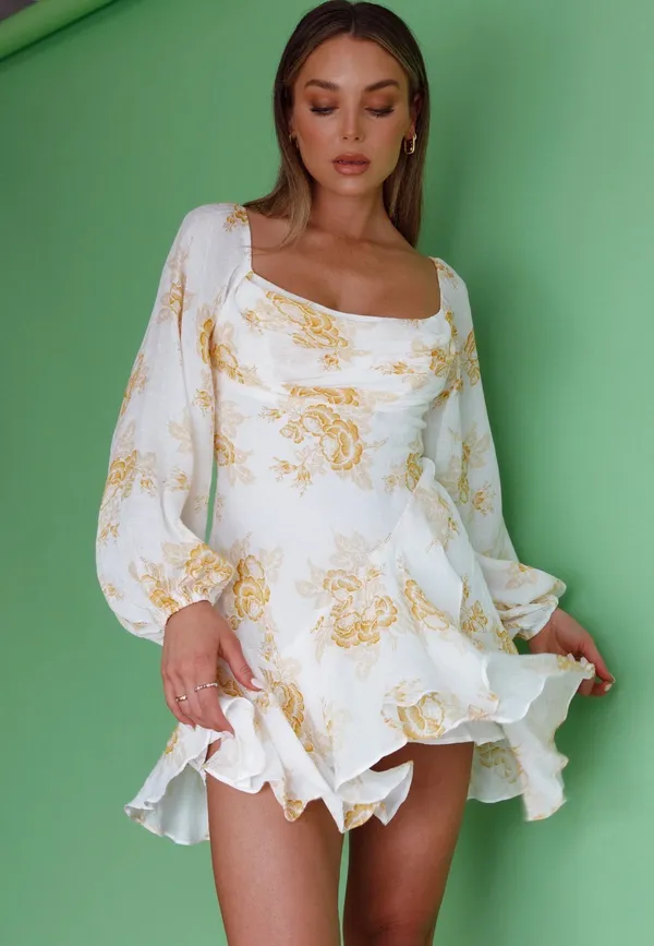 White Floral Mini Dress Selfie Leslie - Image 2