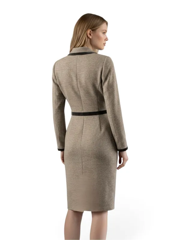 Liz Claiborne Dresses Atelier textured tweed wrap-style coat dress Brown 4 - Image 3