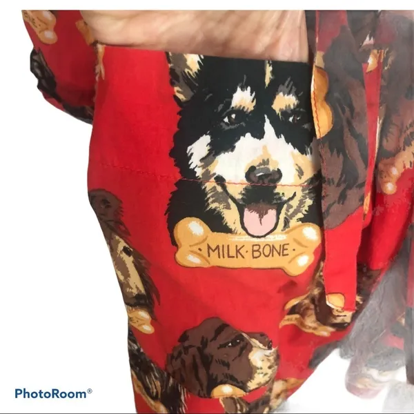 Nick & Nora Dog Milk Bone Belted Shortie Robe Red Sz. S Dog Lovers Favorite - Image 8