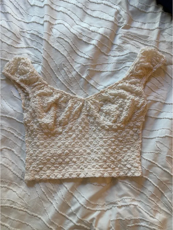 Beige boho crop top - Image 2