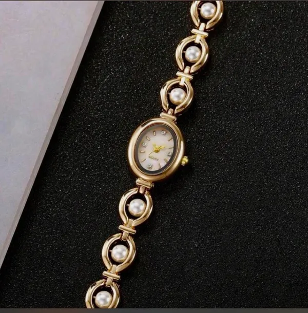 Brand New y2k Style Gold watch with pearl details - Image 3