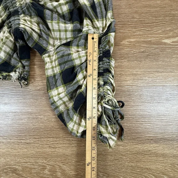 Free People We The Free Plaid Peplum Top Womens S Boho Crop Ruched Festival Fall - Image 10