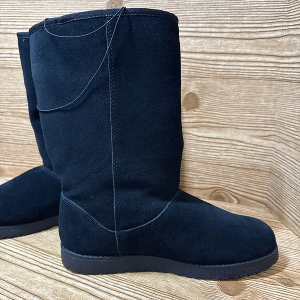 Universal Threads Sarah Boots‎ Women 6 Black Suede Shearling Winter Snow Lined - Image 2