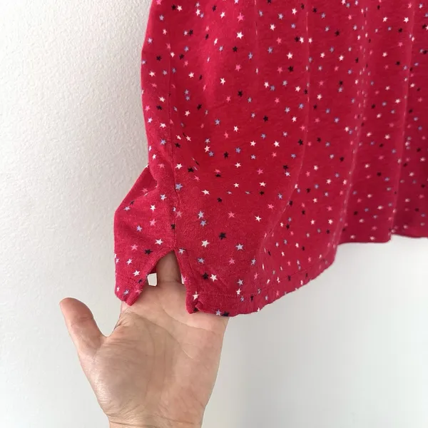 Talbots 100% Linen Cotton Blend Red Stars T Shirt XS Coastal Patriotic Beachy - Image 5