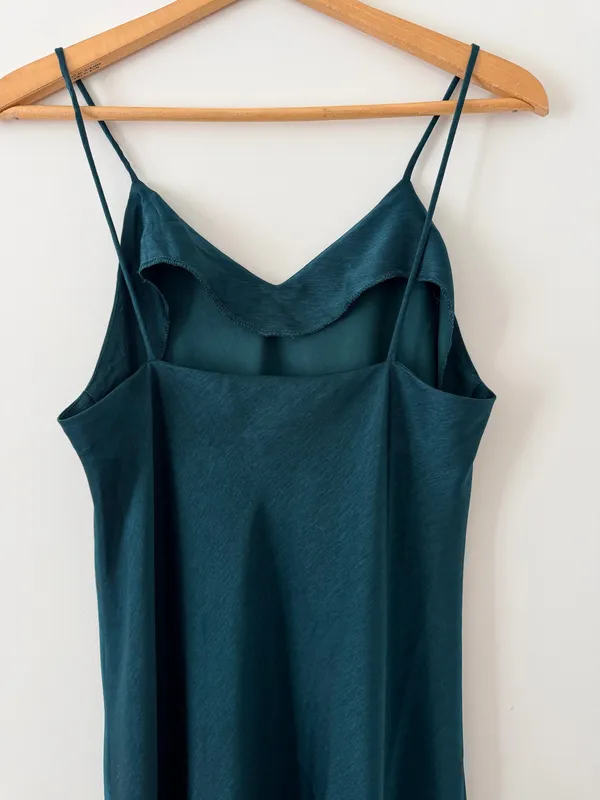 Vintage Claudel Emerald Green Midi Slip Dress - Image 9