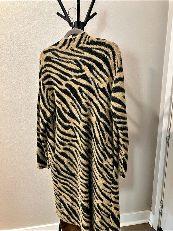She + Sky Zebra Animal Print Long Cardigan Brown & Black - Image 7