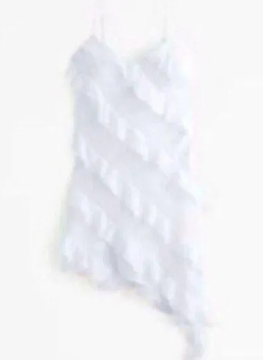 Abercrombie and Fitch White Ruffle Slip Asymmetrical Dress Size XS NWT - Image 2