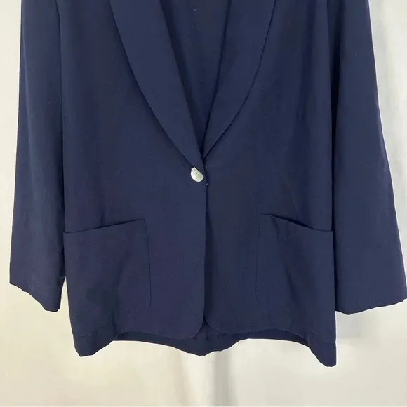 Vintage Requirements Blazer Womens Size 14 One‎ Button Classic Blue Lightweight - Image 3