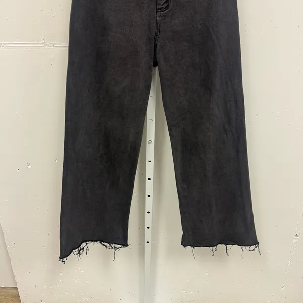 Miou Muse Straight Wide Leg High Waisted Denim Jeans Stretch Faded Black Med W28 - Image 6
