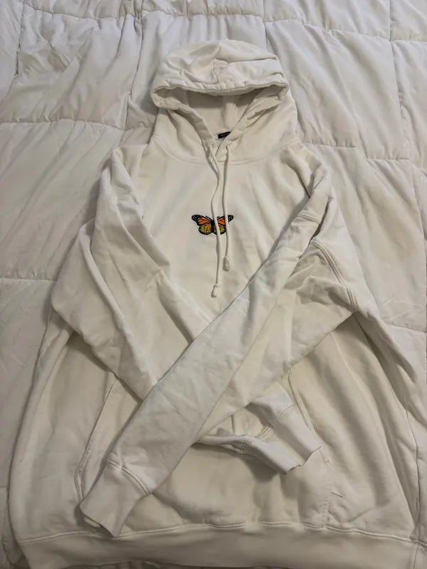 Brandy Melville White Butterfly Hoodie - Image 2